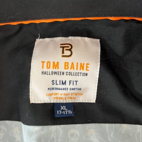 Halloween Skeleton Graphic Long Sleeve Mens Dress Shirt XL Slim Fit Office Party - Picture 3 of 9